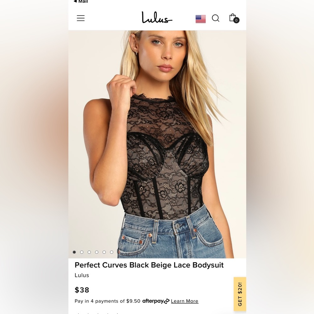 Perfect Curves Black/Beige Lace Bodysuit